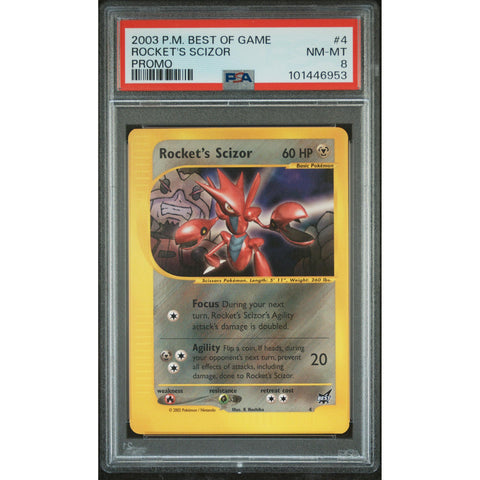 2003 POKEMON BEST OF GAME PROMO ROCKET'S SCIZOR 4 PSA 8