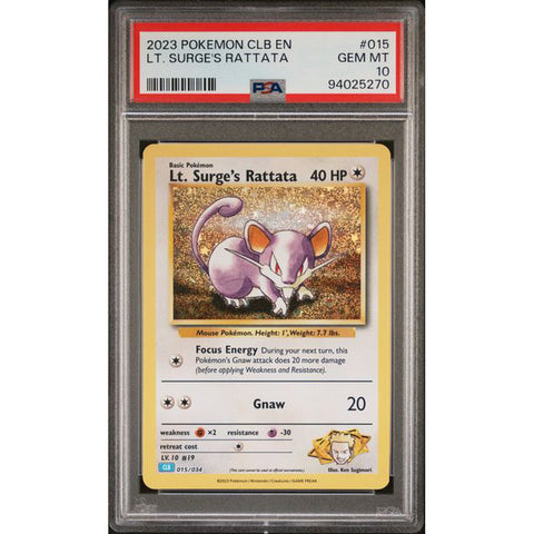 2023 POKEMON CLASSIC COLLECTION LT. SURGE'S RATTATA 015/034 PSA 10